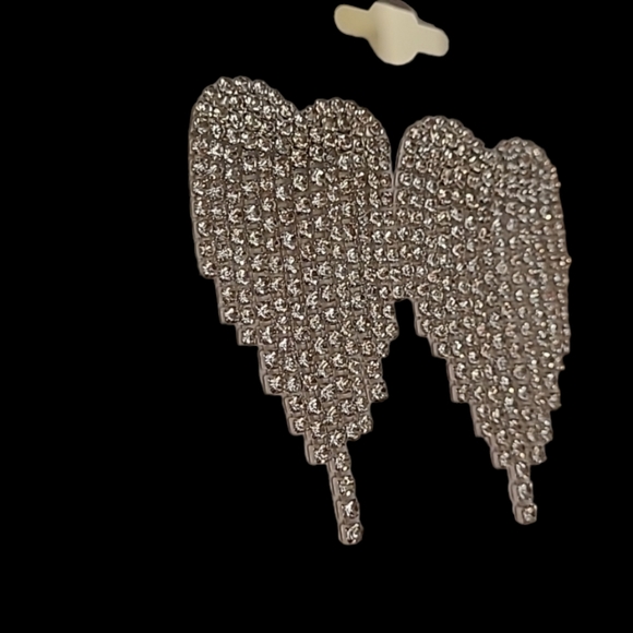 Rhinestone Heart Earrings - Picture 3 of 5